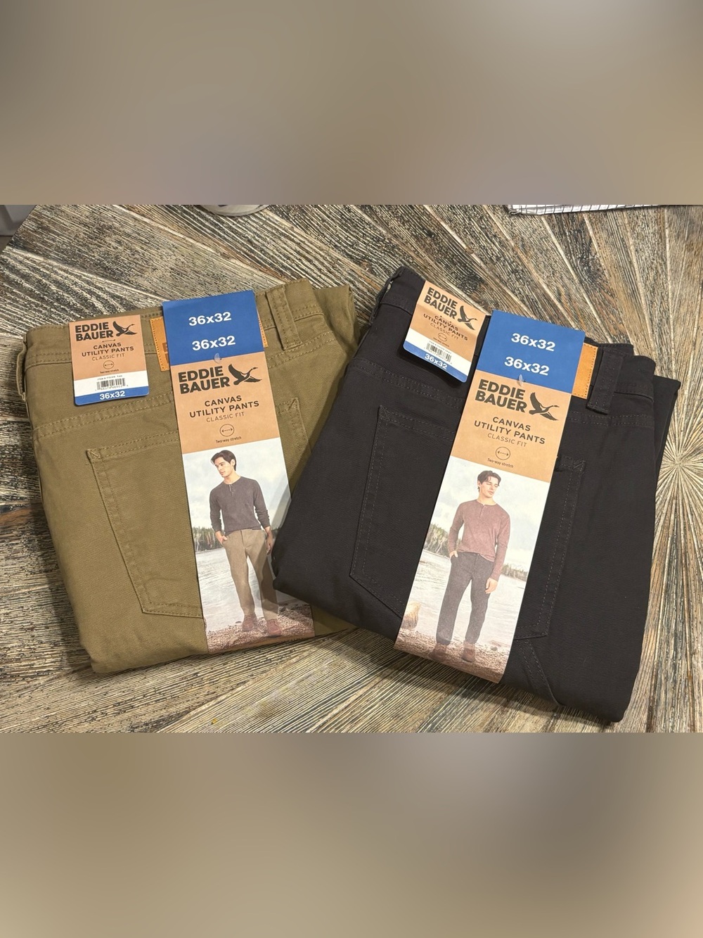 NWT Bundle Men's Canvas Utility Pants 36x32 - Tan & Gray Classic Fit